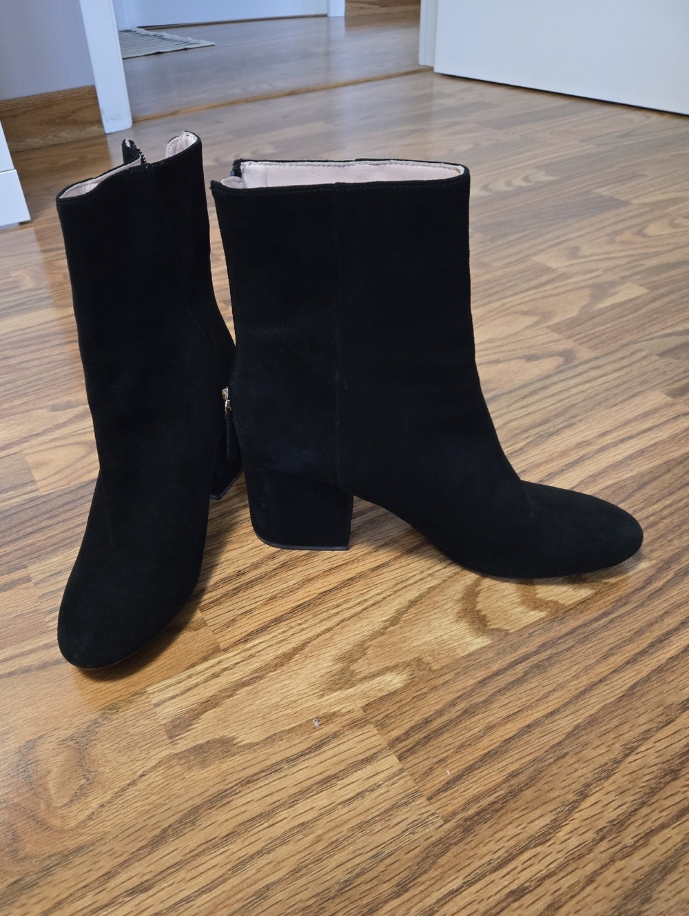 J. Crew Black Suede Heeled Ankle Boots Size 6.5